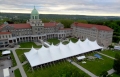 Aerial view of commencement grounds on back campus at Immaculata University...