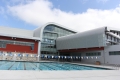 Students enjoying the nice weather head to the Rec Center pool!